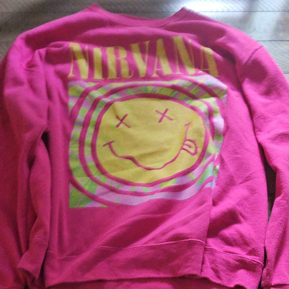Nirvana Pink Crewneck with Iconic Graphic